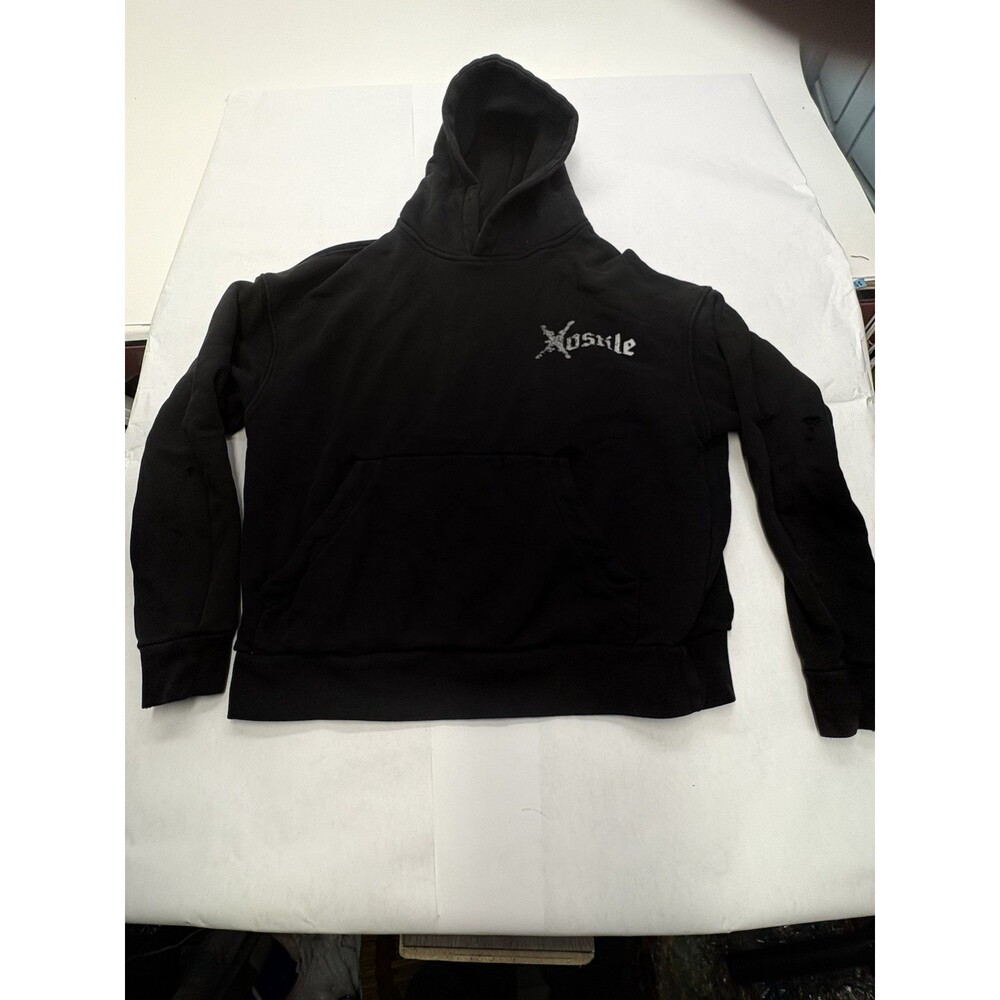 XHostile Hoodie Mens L Black White Logo Oversized Darkwear Streetwear